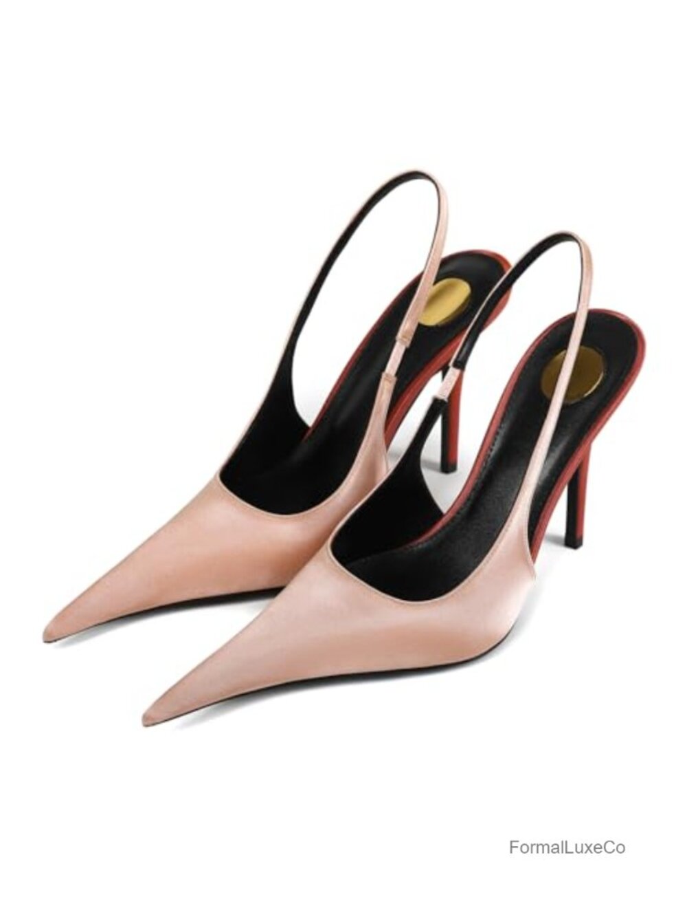 Satin Pointed Toe Slingback Stiletto Heels Pumps Dress Heels Party Wedding